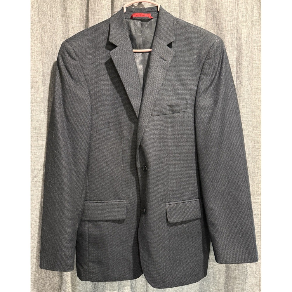 Alfani Mens Two Button Blazer Dark BlueGray Slim Fit Lined Stretch Pockets 38R